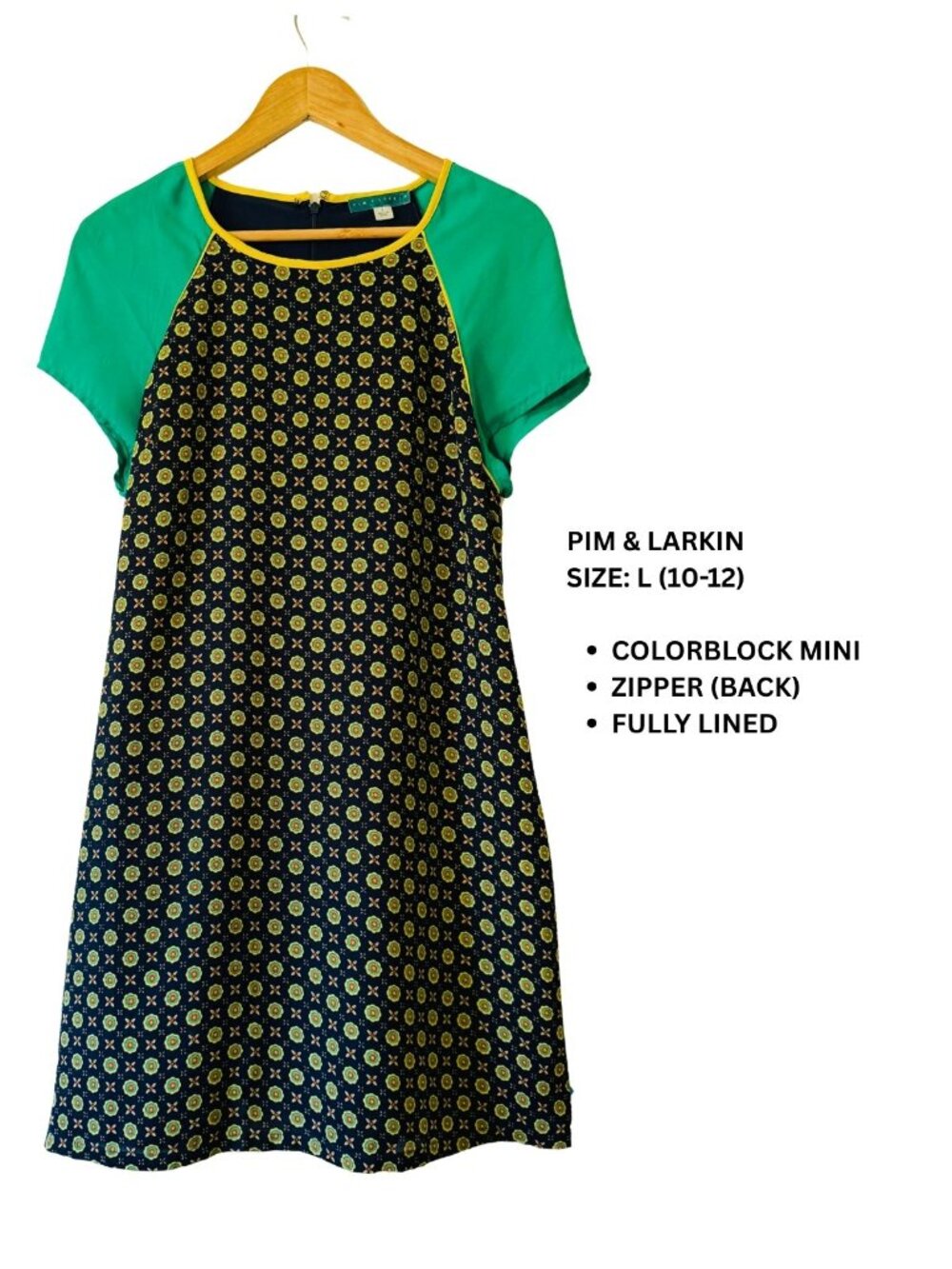 Pim + Larkin Colorblock Printed Shift Dress | Size Large (10–12)